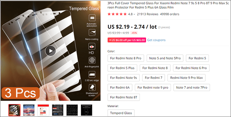 xiaomi tempered glass